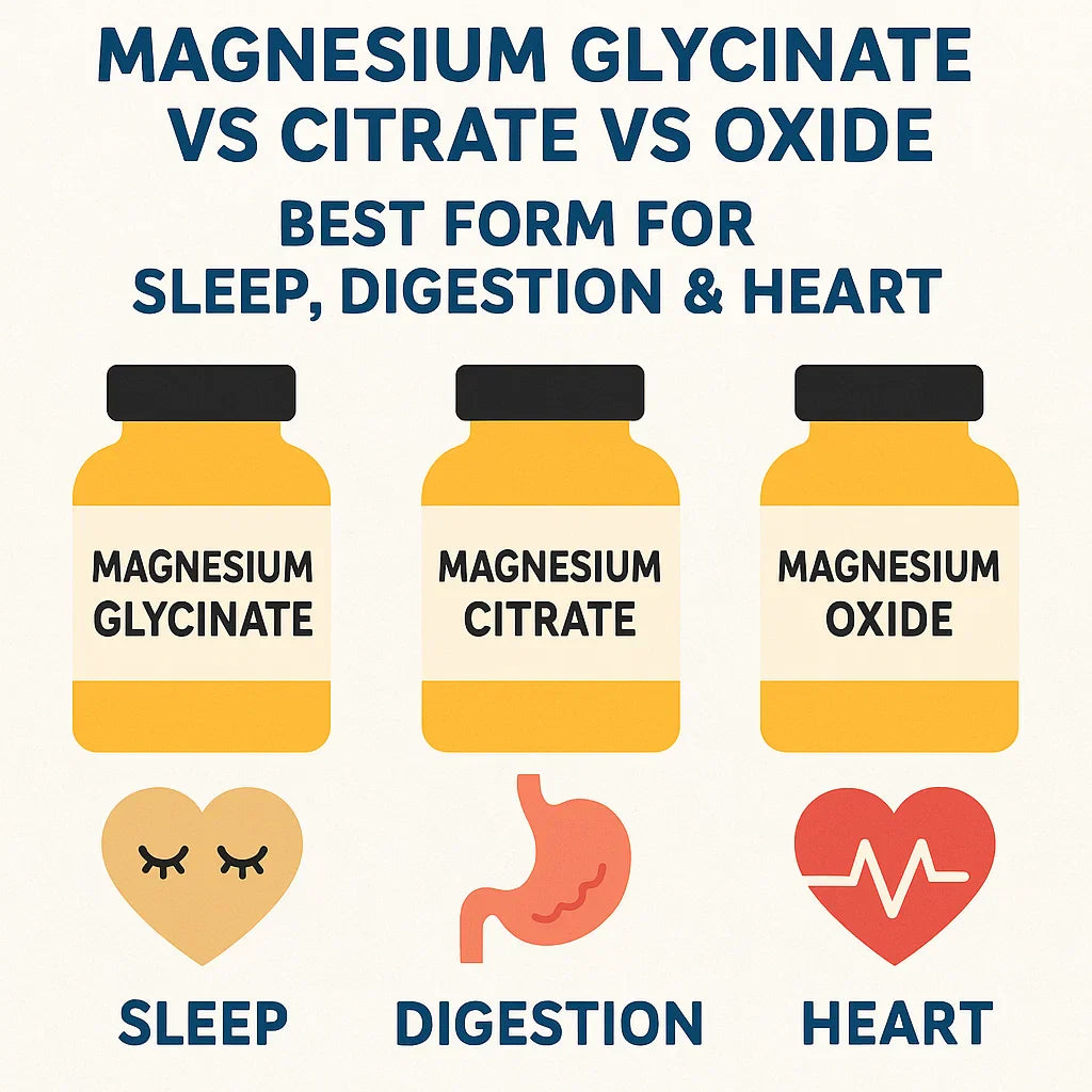 Magnesium Glycinate vs Citrate vs Oxide – Best Form for Sleep, Digestion &amp; Heart 